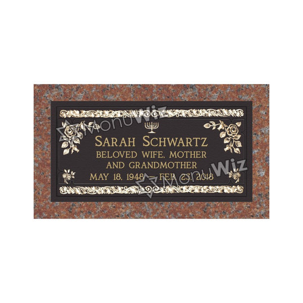 Single Bronze Plaque 24L x 12W - Base 28L x 16W - Design# S2017