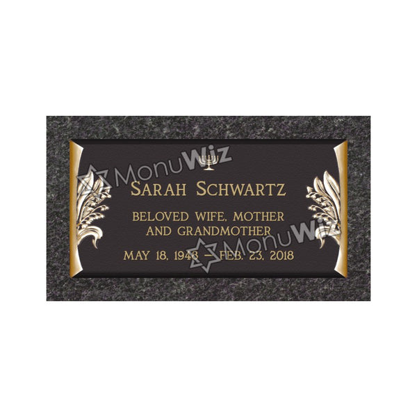 Single Bronze Plaque 24L x 12W - Base 28L x 16W - Design# S2018