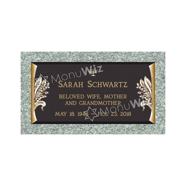 Single Bronze Plaque 24L x 12W - Base 28L x 16W - Design# S2018