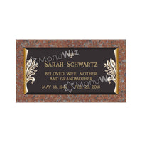 Single Bronze Plaque 24L x 12W - Base 28L x 16W - Design# S2018
