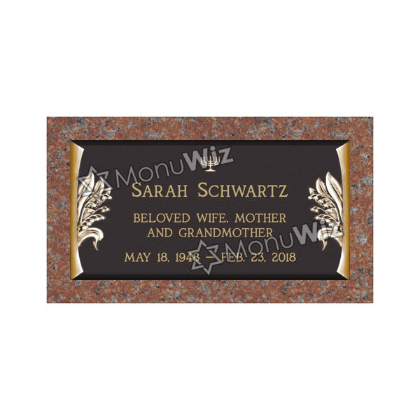 Single Bronze Plaque 24L x 12W - Base 28L x 16W - Design# S2018