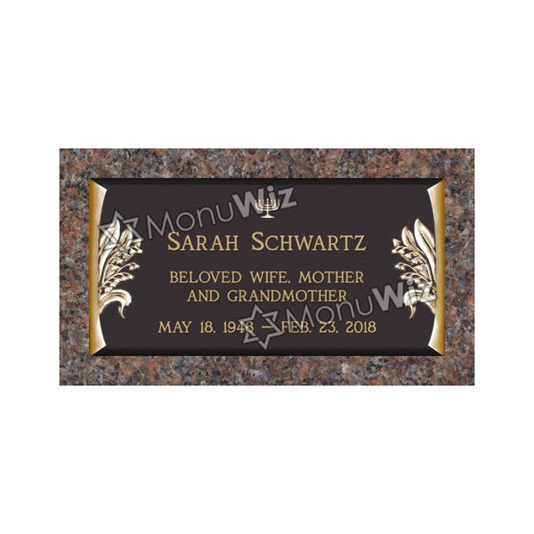 Single Bronze Plaque 24L x 12W - Base 28L x 16W - Design# S2018