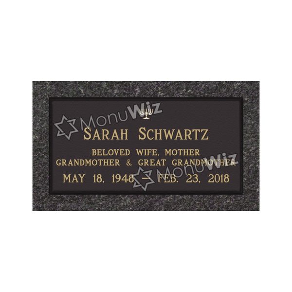 Single Bronze Plaque 24L x 12W - Base 28L x 16W - Design# S2019