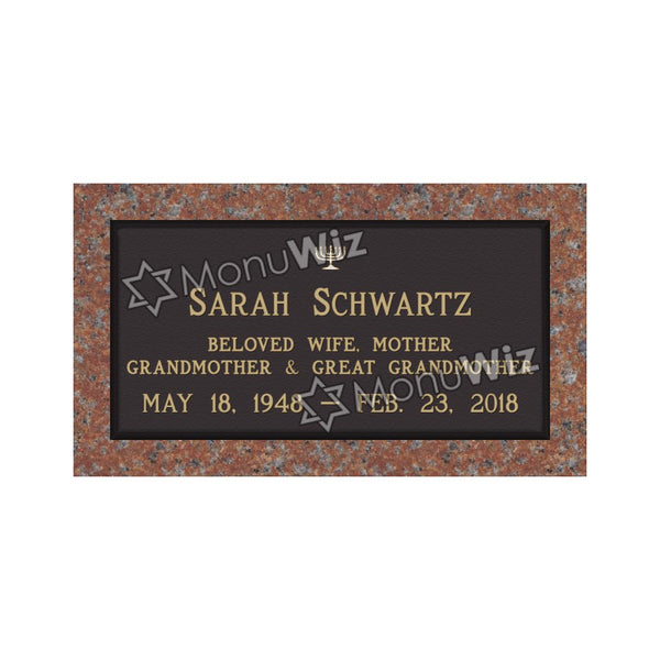Single Bronze Plaque 24L x 12W - Base 28L x 16W - Design# S2019