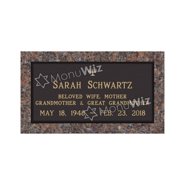Single Bronze Plaque 24L x 12W - Base 28L x 16W - Design# S2019
