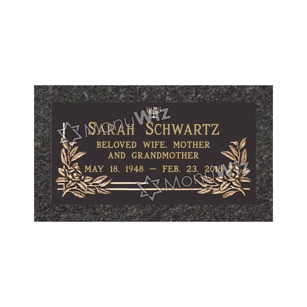 Single Bronze Plaque 24L x 12W - Base 28L x 16W - Design# S2022
