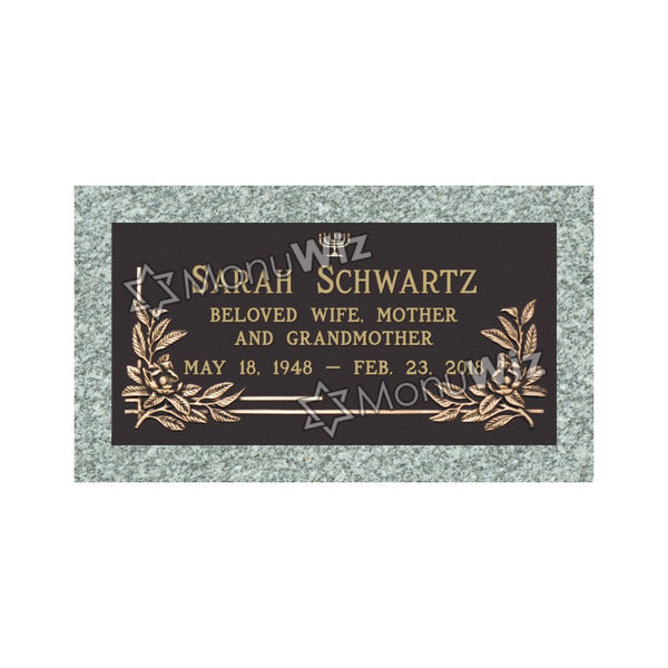 Single Bronze Plaque 24L x 12W - Base 28L x 16W - Design# S2022