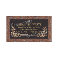 Single Bronze Plaque 24L x 12W - Base 28L x 16W - Design# S2022