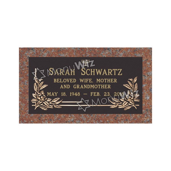 Single Bronze Plaque 24L x 12W - Base 28L x 16W - Design# S2022
