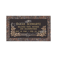 Single Bronze Plaque 24L x 12W - Base 28L x 16W - Design# S2022
