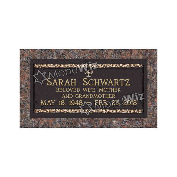 Single Bronze Plaque 24L x 12W - Base 28L x 16W - Design# S2023