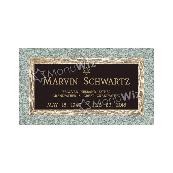 Single Bronze Plaque 24L x 12W - Base 28L x 16W - Design# S2027