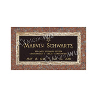 Single Bronze Plaque 24L x 12W - Base 28L x 16W - Design# S2027