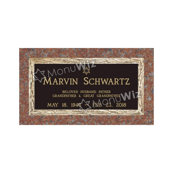 Single Bronze Plaque 24L x 12W - Base 28L x 16W - Design# S2027