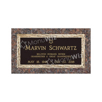 Single Bronze Plaque 24L x 12W - Base 28L x 16W - Design# S2027