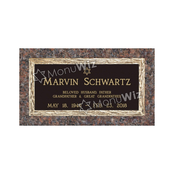 Single Bronze Plaque 24L x 12W - Base 28L x 16W - Design# S2027