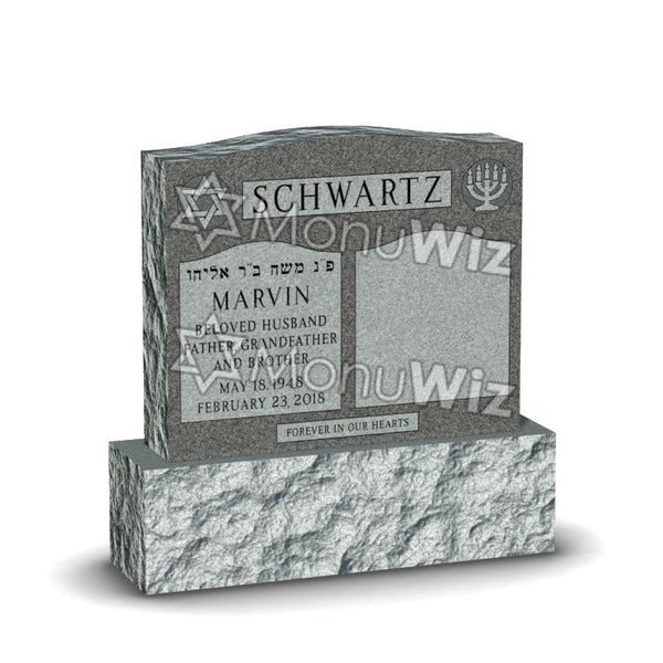 Double Headstone - Gray - Polished - Serpentine Top - 42W x 14D x 42H