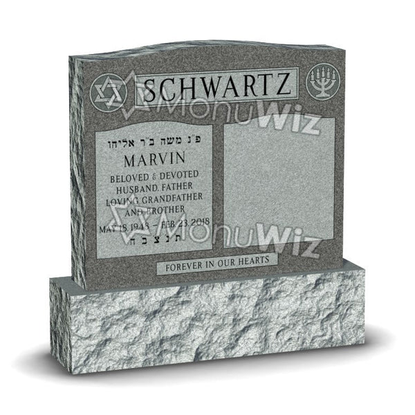 Double Headstone - Gray - Polished - Serpentine Top - 48W x 14D x 48H