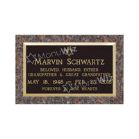 Single Bronze Plaque 24L x 14W - Base 28L x 18W - Design# S2001
