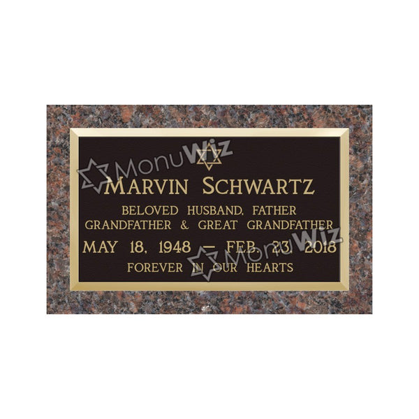 Single Bronze Plaque 24L x 14W - Base 28L x 18W - Design# S2001