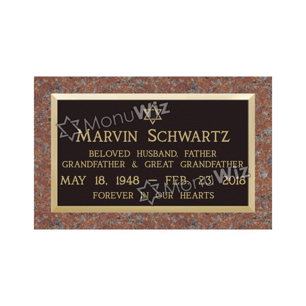 Single Bronze Plaque 24L x 14W - Base 28L x 18W - Design# S2001