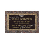 Single Bronze Plaque 24L x 14W - Base 28L x 18W - Design# S2002