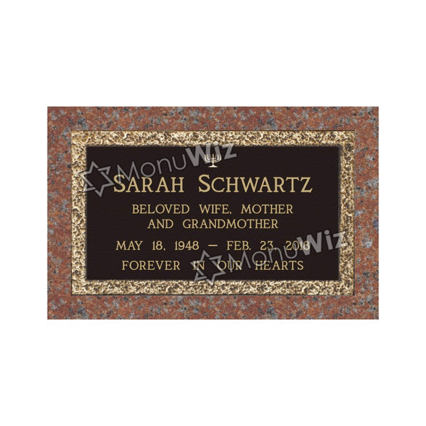 Single Bronze Plaque 24L x 14W - Base 28L x 18W - Design# S2002