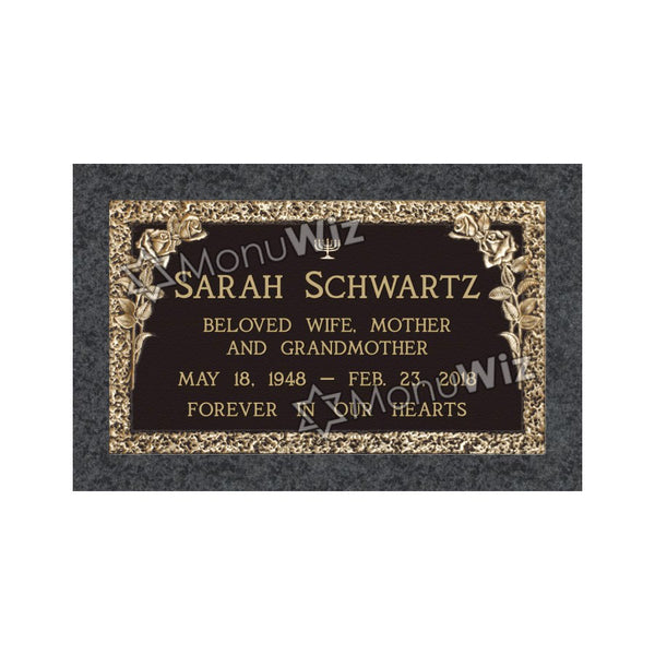 Single Bronze Plaque 24L x 14W - Base 28L x 18W - Design# S2003