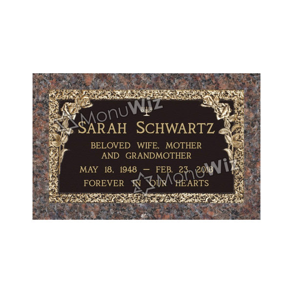 Single Bronze Plaque 24L x 14W - Base 28L x 18W - Design# S2003