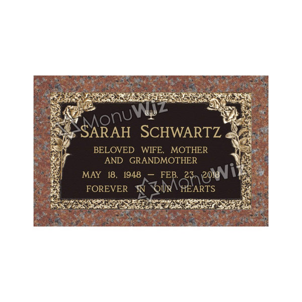 Single Bronze Plaque 24L x 14W - Base 28L x 18W - Design# S2003