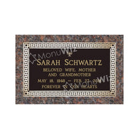 Single Bronze Plaque 24L x 14W - Base 28L x 18W - Design# S2005