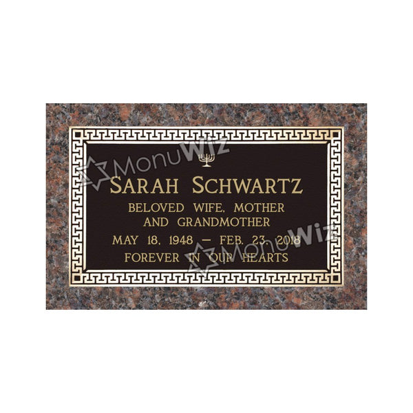 Single Bronze Plaque 24L x 14W - Base 28L x 18W - Design# S2005