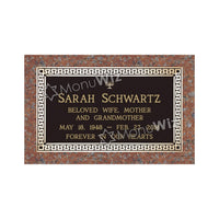 Single Bronze Plaque 24L x 14W - Base 28L x 18W - Design# S2005