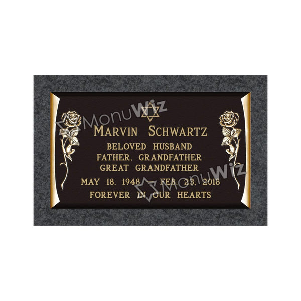 Single Bronze Plaque 24L x 14W - Base 28L x 18W - Design# S2006