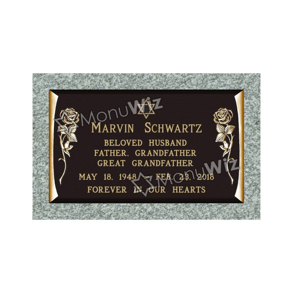 Single Bronze Plaque 24L x 14W - Base 28L x 18W - Design# S2006