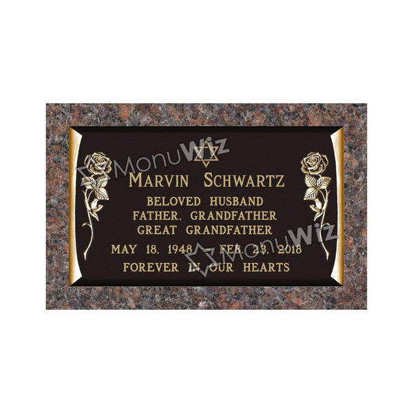 Single Bronze Plaque 24L x 14W - Base 28L x 18W - Design# S2006