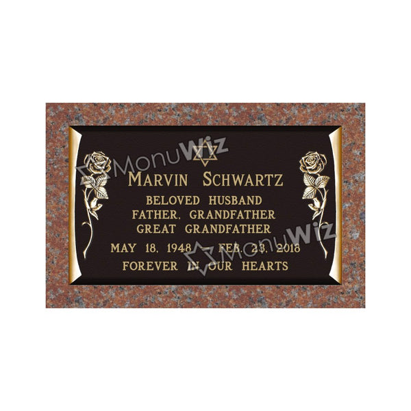 Single Bronze Plaque 24L x 14W - Base 28L x 18W - Design# S2006