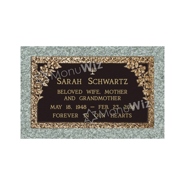 Single Bronze Plaque 24L x 14W - Base 28L x 18W - Design# S2010