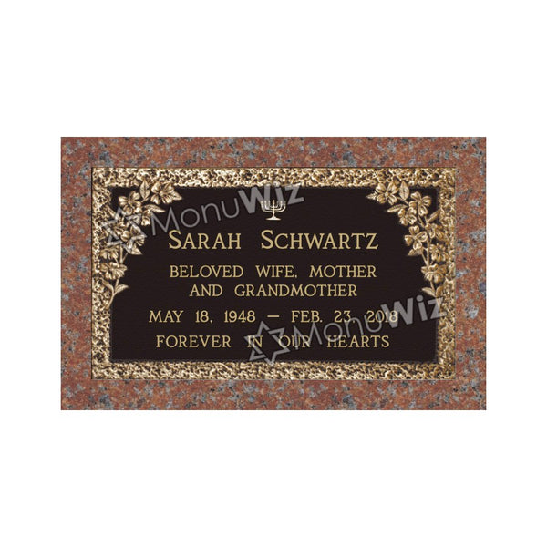 Single Bronze Plaque 24L x 14W - Base 28L x 18W - Design# S2010
