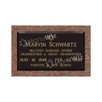Single Bronze Plaque 24L x 14W - Base 28L x 18W - Design# S2012