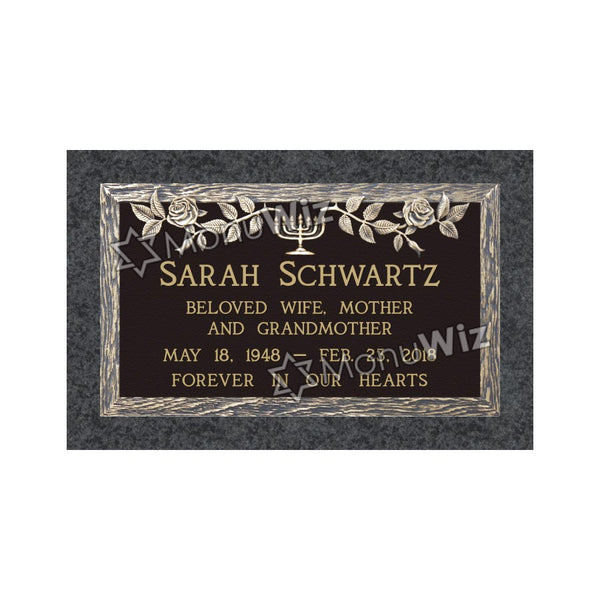 Single Bronze Plaque 24L x 14W - Base 28L x 18W - Design# S2014