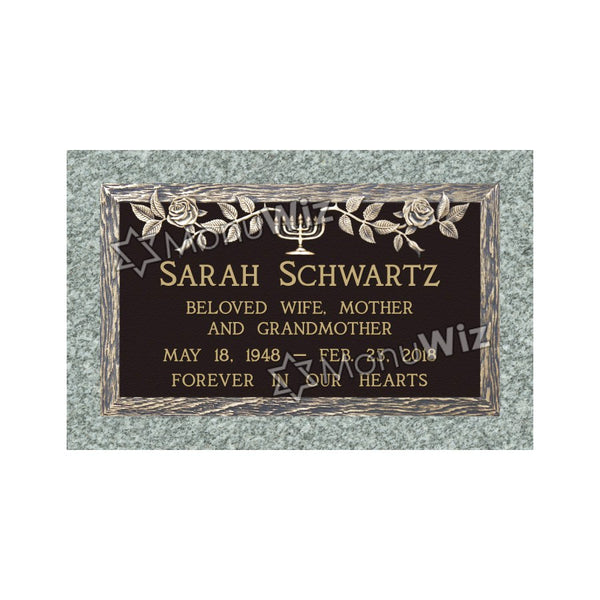 Single Bronze Plaque 24L x 14W - Base 28L x 18W - Design# S2014
