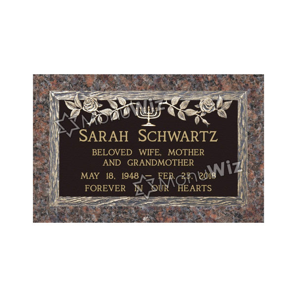 Single Bronze Plaque 24L x 14W - Base 28L x 18W - Design# S2014