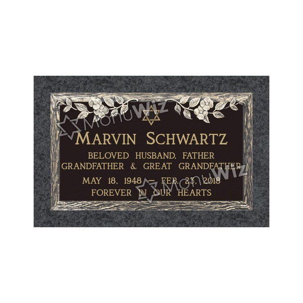 Single Bronze Plaque 24L x 14W - Base 28L x 18W - Design# S2015