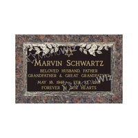 Single Bronze Plaque 24L x 14W - Base 28L x 18W - Design# S2015