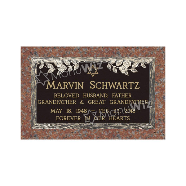 Single Bronze Plaque 24L x 14W - Base 28L x 18W - Design# S2015