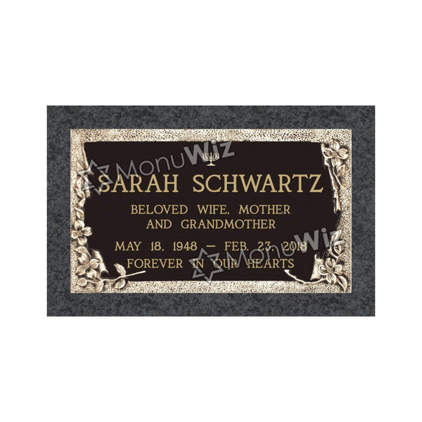 Single Bronze Plaque 24L x 14W - Base 28L x 18W - Design# S2016