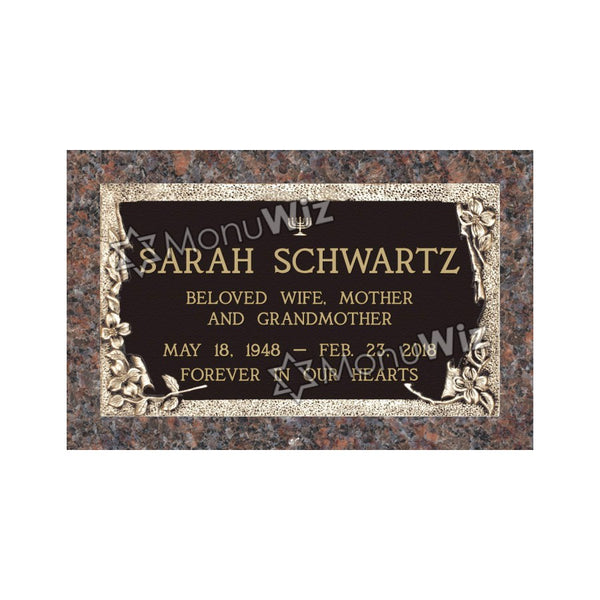 Single Bronze Plaque 24L x 14W - Base 28L x 18W - Design# S2016