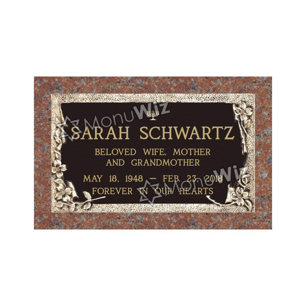 Single Bronze Plaque 24L x 14W - Base 28L x 18W - Design# S2016