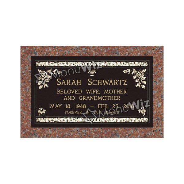 Single Bronze Plaque 24L x 14W - Base 28L x 18W - Design# S2017